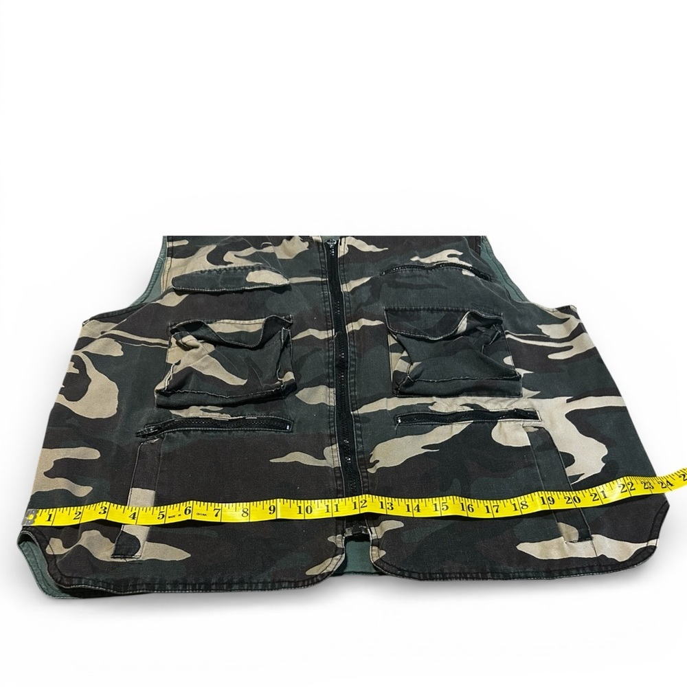 Vintage Weather Rite 295 Camo Hunting Utility Vest Hidden Hood Grunge M - Picture 4 of 12